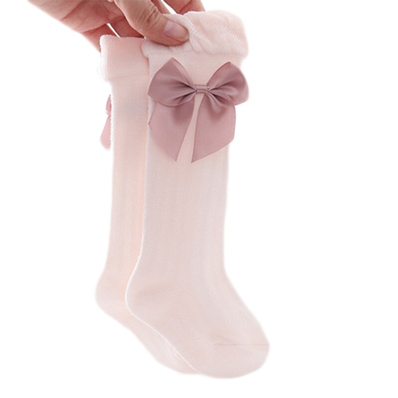 Babymeisjes zomer dunne mesh hoge sokken met strik anti-muggen overknee kous  f3me: Pk / M 6-18m