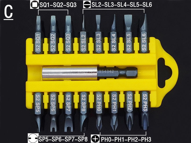17pcs Security Tamper Proof Torx Hex Star Bit Set Magnetic Holder Screwdriver Bits Torx Hex Star Tamper Proof Screwdrivers Bit: C