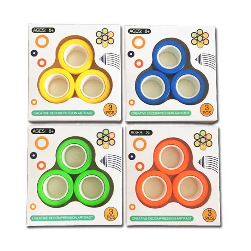 3 teile/satz Magnetische Ringe Angst betonen Linderung Fokus Magnetische Armbinde Ring Magie Entpacken Spielzeug Dekompression Spielzeug für Autismus ADHS: zufällig Farbe Kasten