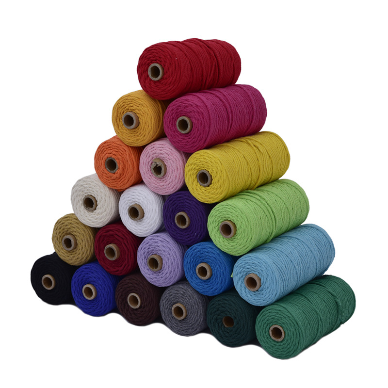 Cordón de macramé de algodón, hilo de hilo, manualidades, tapices de pared hechos a mano, decoración del hogar para bohemia, 4mm, 20 metros