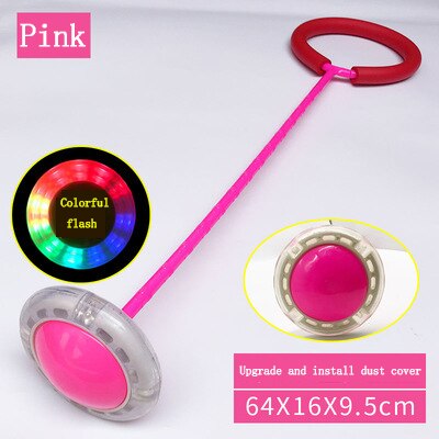 Glowing Bouncing Balls One Foot Flashing Skip Ball Jump Ropes Sports Swing Ball Children Fitness Playing Entertainment Fun Toys: Pink