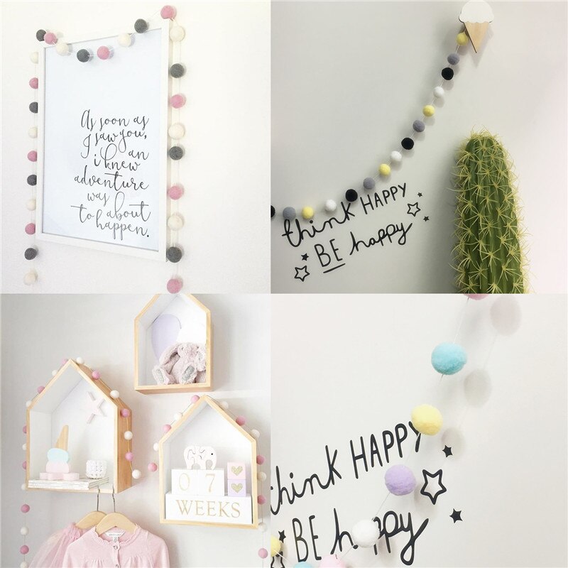 Boules de laine en feutre faites à la main de Style nordique INS pour décoration de chambre d'enfants, décoration murale suspendue à la maison, guirlande Pom Pom de pépinière, accessoires de fête