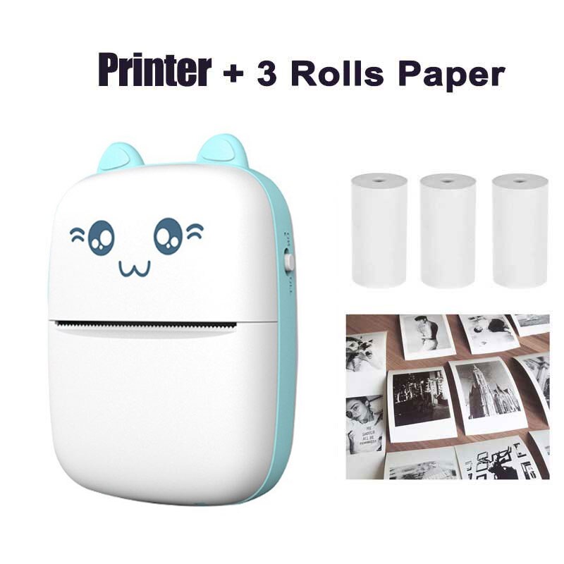 mini Kot C9 bezprzewodowy kieszonkowy rozmiar Bluetooth przenośny termiczny papier fotograficzny drukarka robić 58mm etykieta druku notatka android telefon z IOS: niebieski 3 biały