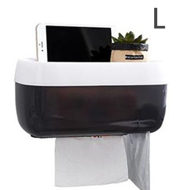 Eenvoudige Wc Tissue Doos Hoge Capaciteit Handige Duurzaam Huishoudelijke Adhesive Carton: Black L