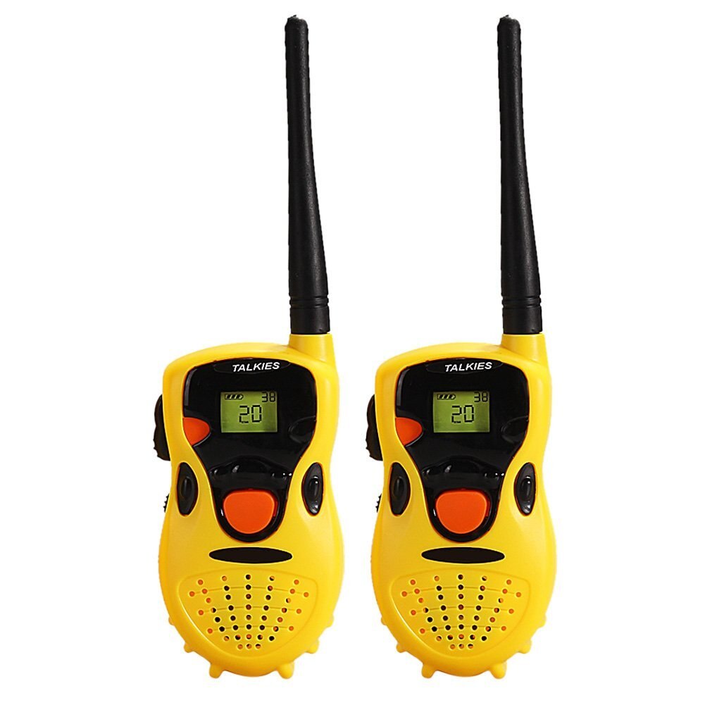 Mach-pakket van twee draagbare walkie-talkies voor kinderen, speelgoed, educatieve spellen, geel