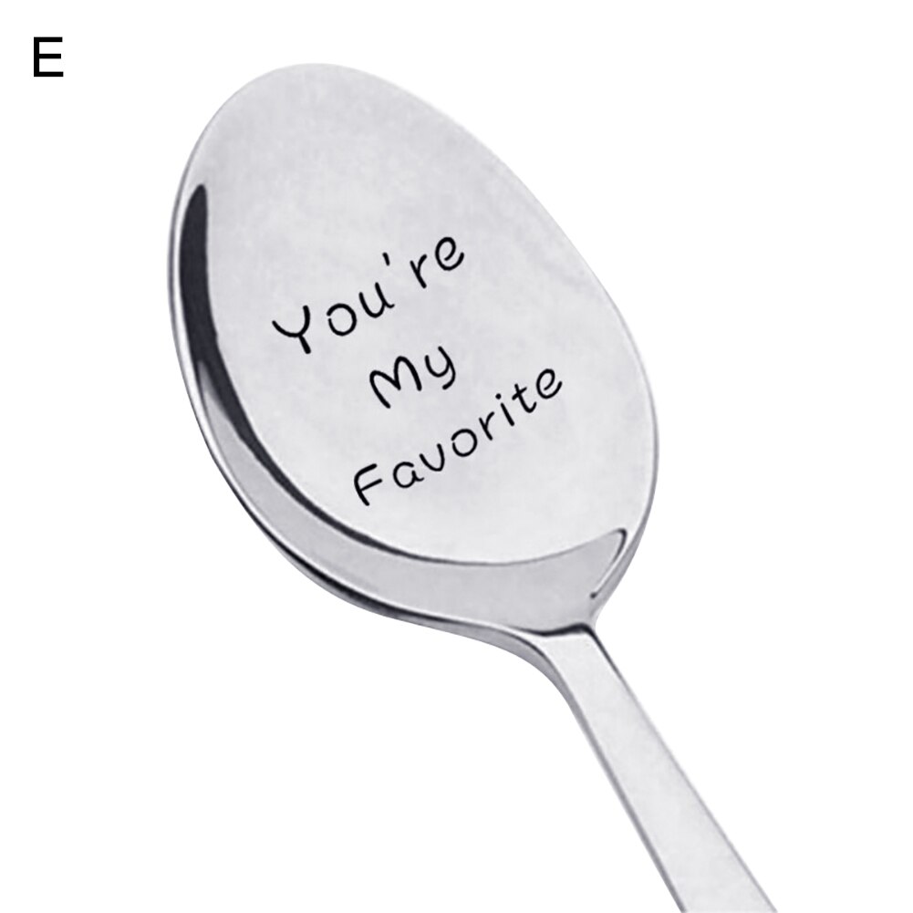 Portable Stainless Steel Peanut Butter Coffee Rice Tea Soup Spoon Couple Valentine's Day Drinking Tableware: E