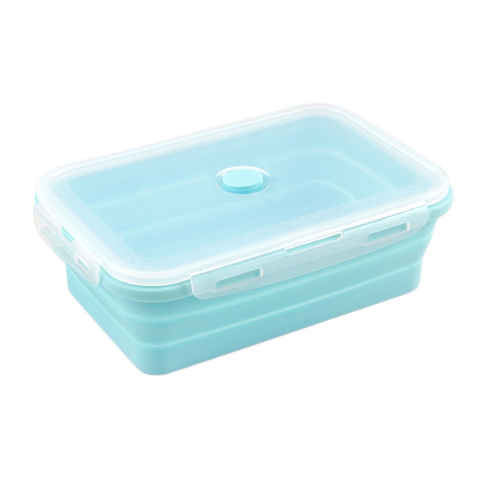 Collapsible Food Fruit Salad Storage Containers with Airtight Lid Stacking Fold Storage Containers for Food Microwave: Blue / 350ml