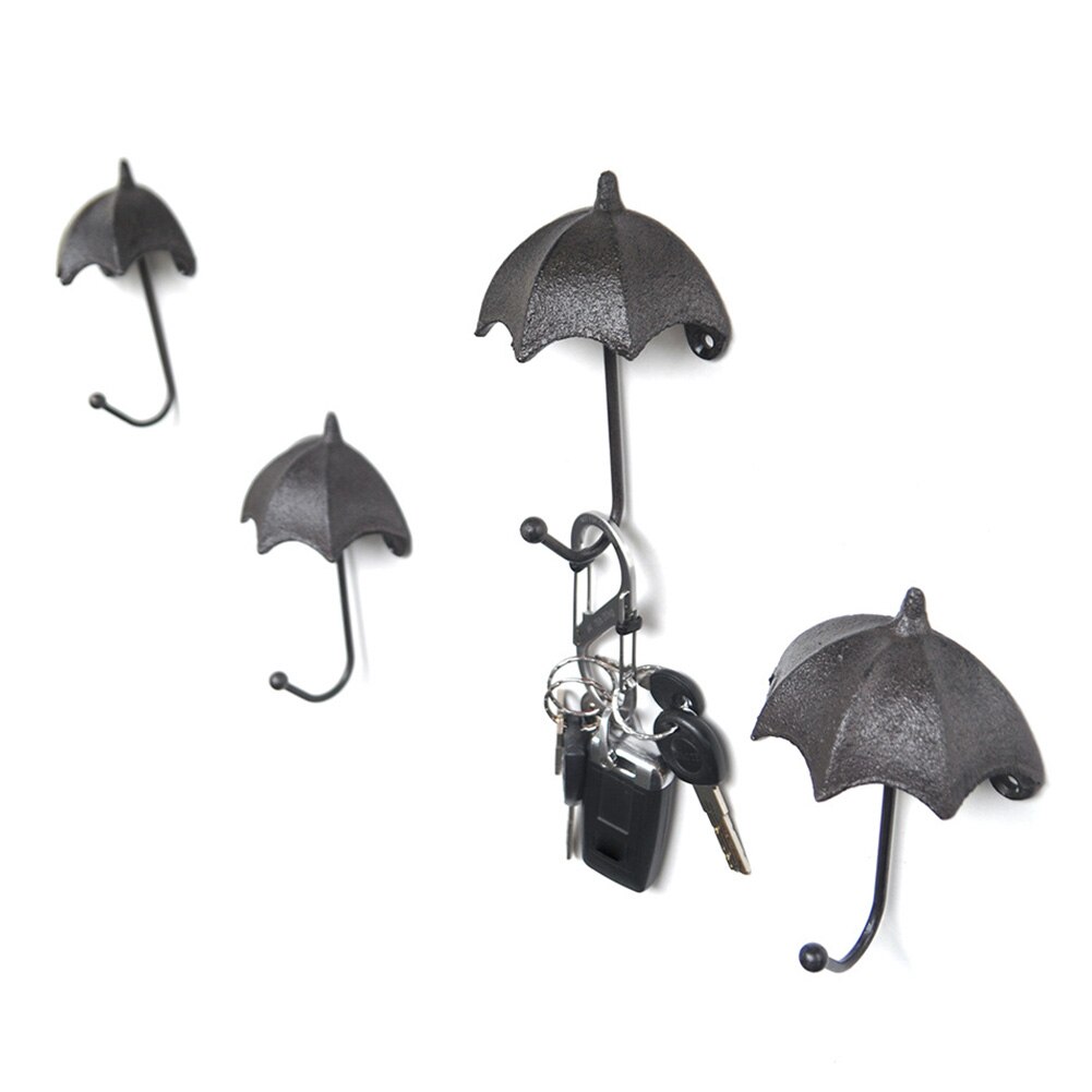 Ijzeren Structuur Muur Decoratieve Paraplu Vorm Haak Woonkamer Keuken Hair Pin Houder Traceless Opknoping Tas Leuke Sleutel Opslag