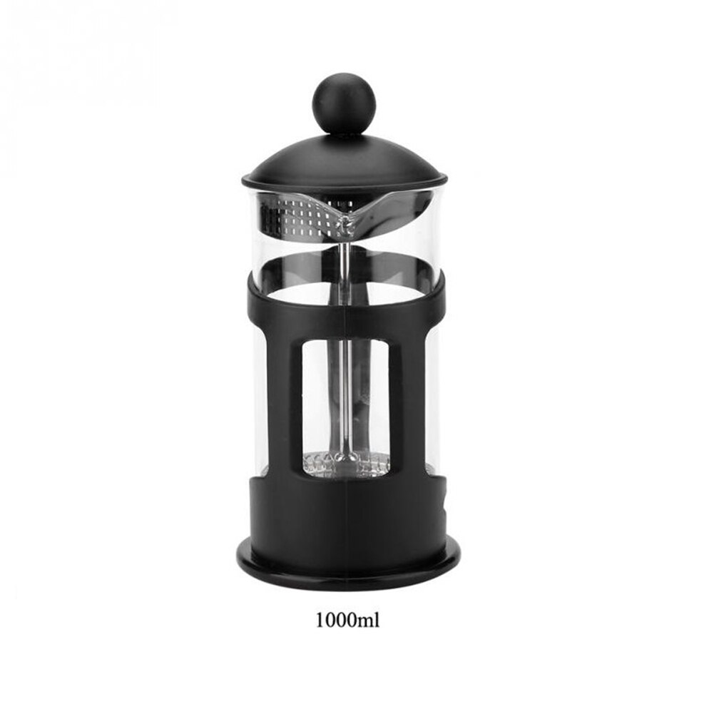 3 kokoa 350ml/600ml/1000ml kulutusta kestävä kahvipannu suurikapasiteettinen kannettava kahvi-teelasipannu ruostumattomasta teräksestä valmistetuilla suodattimilla: Punainen