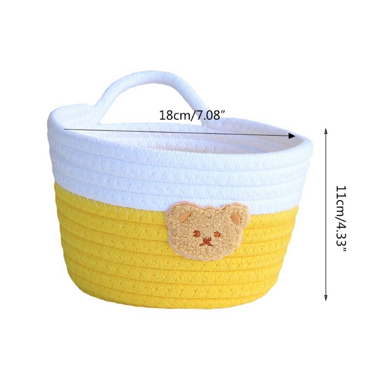 Fabric Tray Desk Basket Containers with Handle Cute Bear Hang Bag Desk Basket Containers for Jewellery Keys Fruits Candy