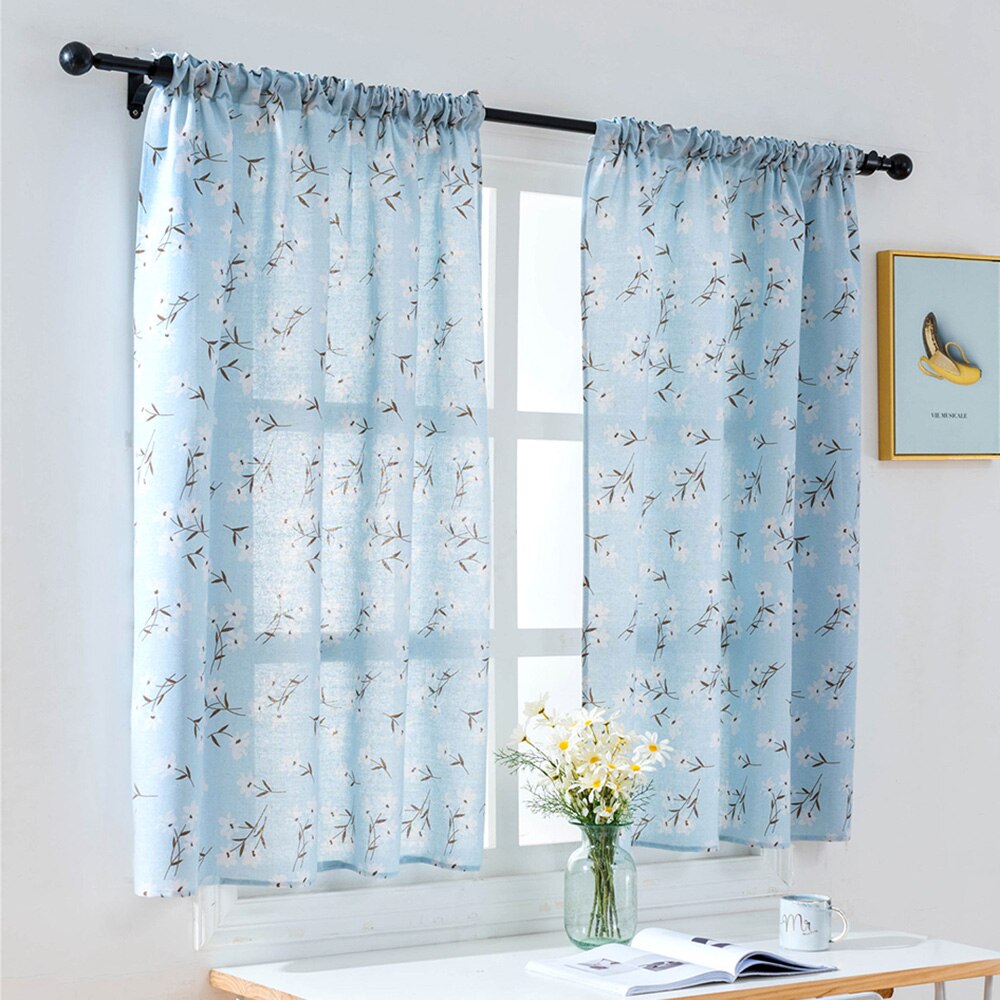 Poliestere Mantovana Tende per la telecamera Da Letto Striscia Colorata semi-oscuramento Tenda Della Finestra Mantovane Tende Brevi Finestra Copre 100*130CM