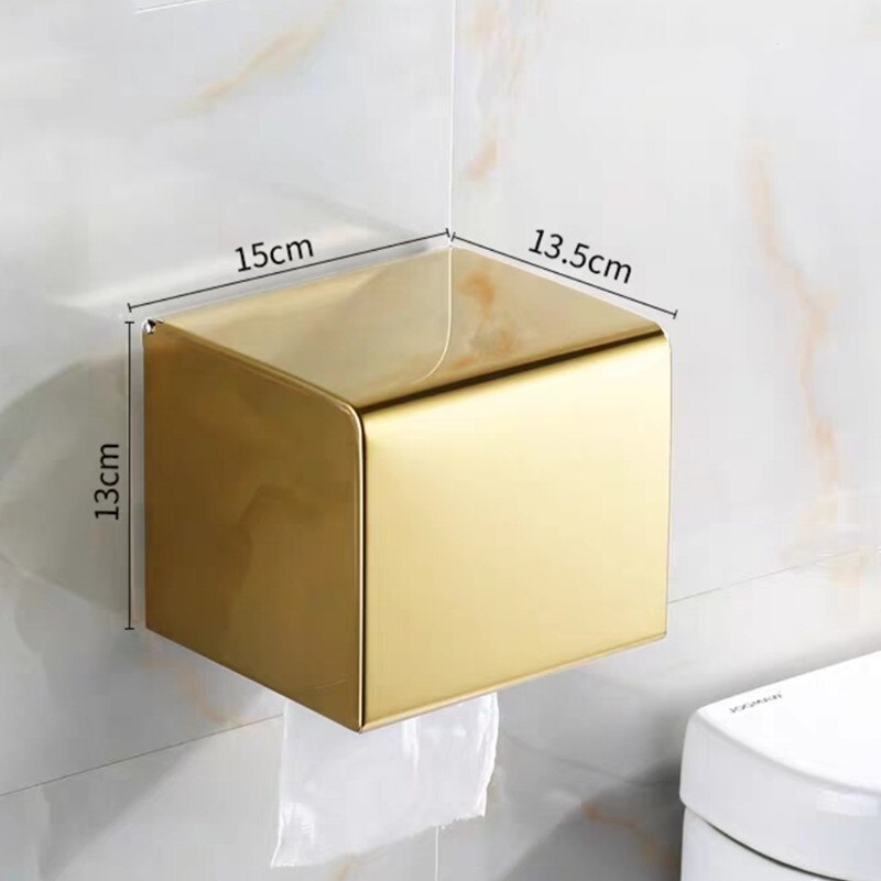 Toiletpapirholder guld rustfrit stål badeværelse rullepapir vægmonteret mobiltelefon rack papirhåndklædeholder toiletpapir kasse: Guld 1