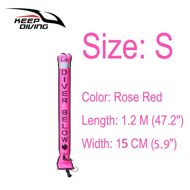 1.2 M/1.5 M/1.8 M Professionele Duiken Opblaasbare Veiligheid Worst Signaal Buis Oppervlak Boei (Smb) diver Hieronder: 1.2M Rose Red