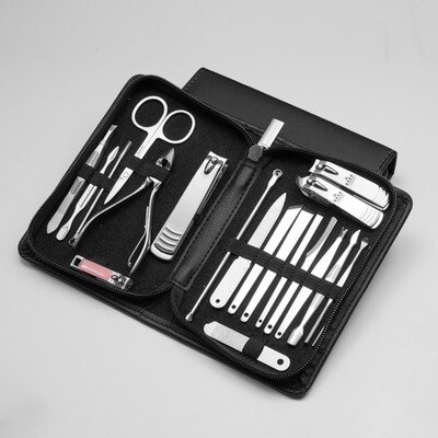 Op Mode 20pcs Nagelknipper Set Nail Art Beauty Tools Nail Schaar Sikkel Eagle Haak Pedicure & Menicure Tweezer nagels Kit: ZJQ-20-Black