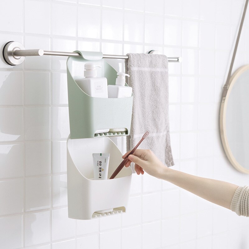 Household non-perforated toilet drain rack bathroom towel rack shampoo shower gel toiletries storage basket