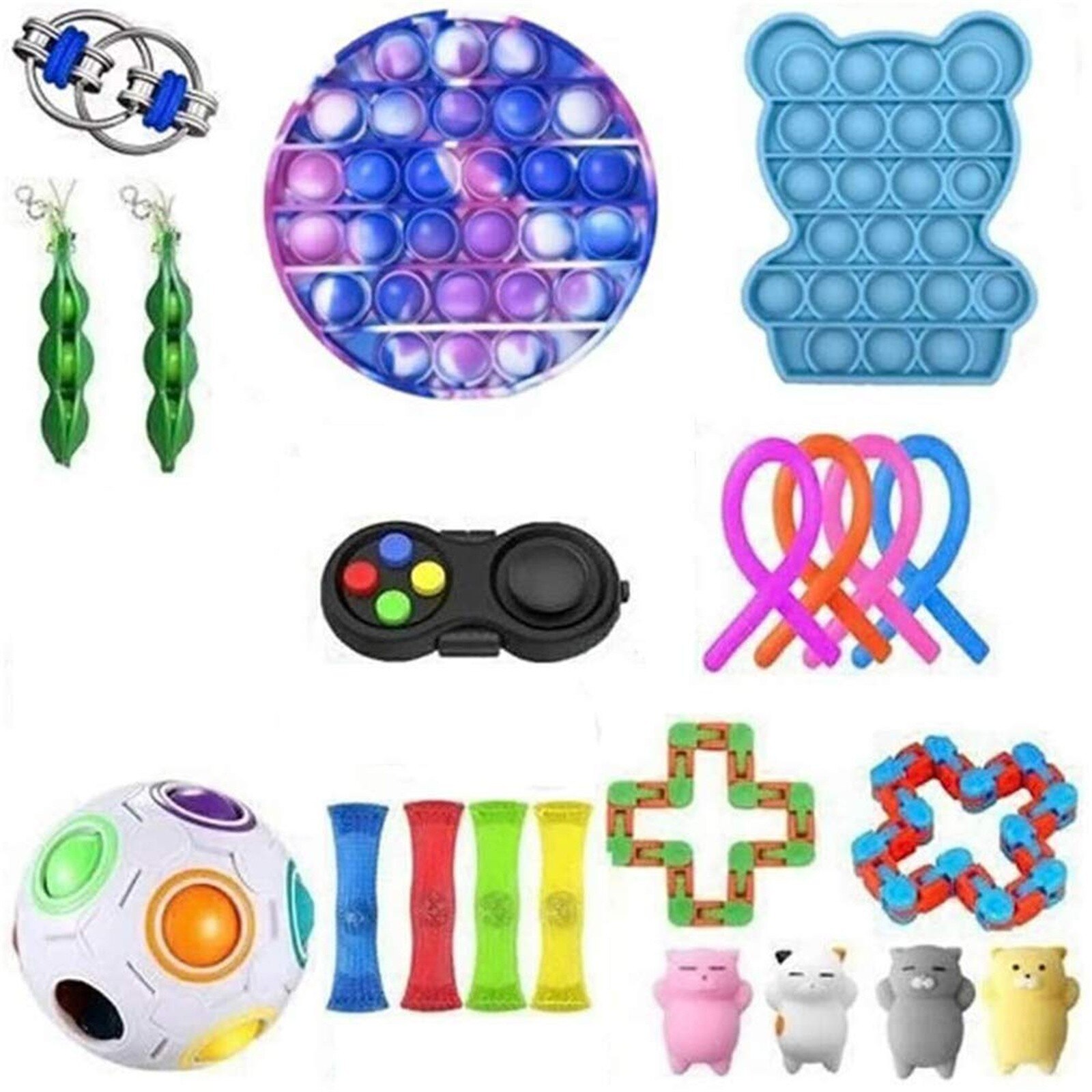 Set antistress Fidget giocattoli antistress Popit per bambini adulti Push Bubble pop sensoriali giocattolo autismo Squishy Stress giocattoli Squishy: C