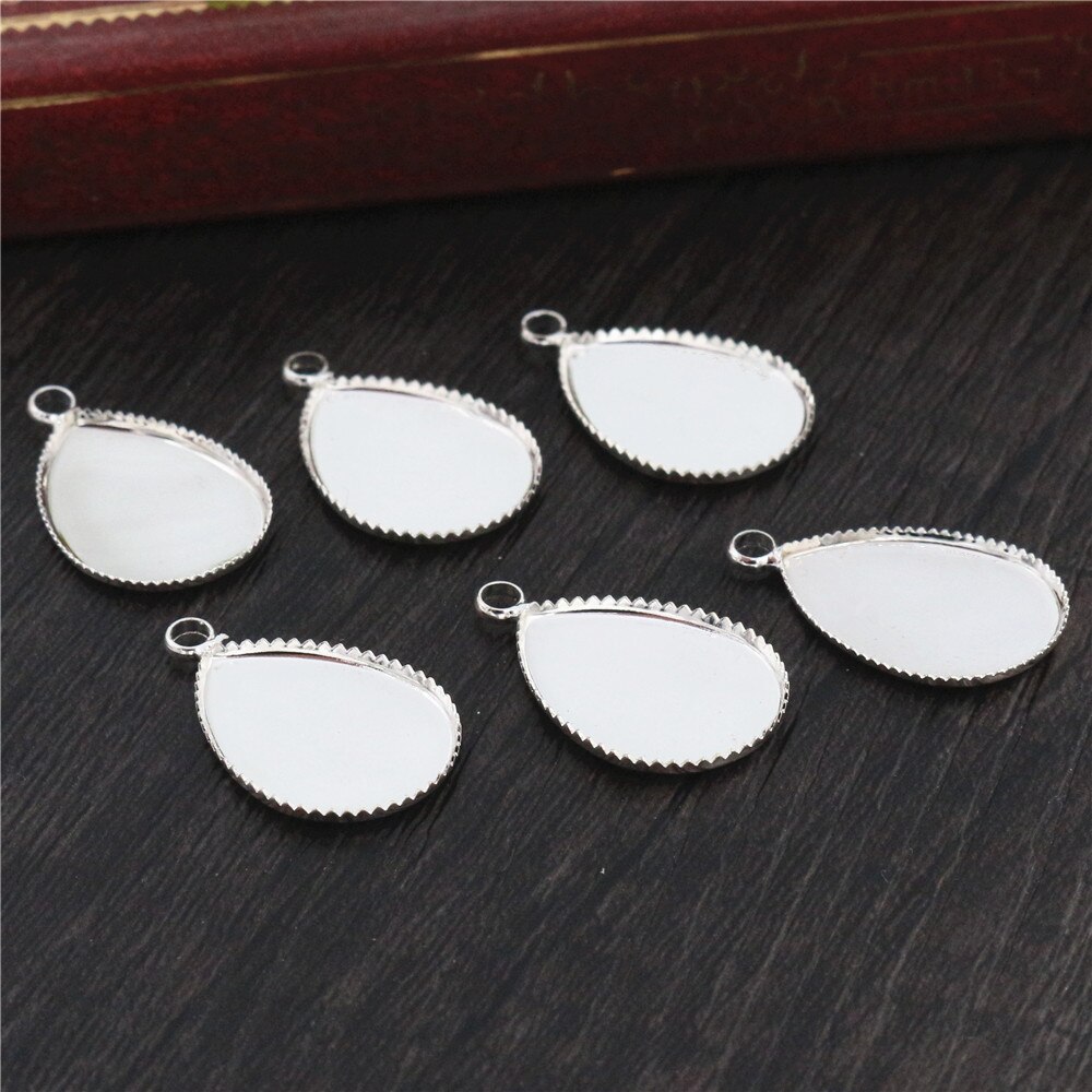 10x14mm 13x18mm 18x25mm Inner Size Style Brass Cameo Cabochon Base Setting Charm Pendant Necklace Jewelry Findings: Silver / 13x18mm 20pcs