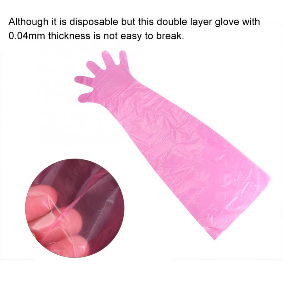 Safety Gloves 50Pcs/Bag Plastic Disposable Long Arm Gloves for Farm Falimy work gloves