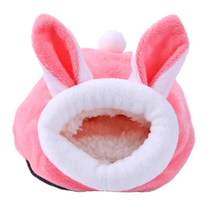 Casa de cama de algodón cálido para hámster, Mini jaula de cerdito de Guinea para ratas, animales pequeños, mascotas, accesorios para nido: Rosa