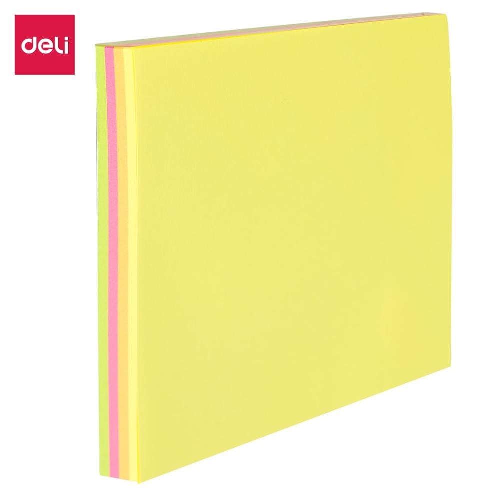 Deli EA02602 Pad Notities 3 "* 3" Sticky Notes 4 Neon Kleuren Memo Pads Post Het Sterke Lijm 4*25 Vellen Kantoor Schoolbenodigdheden