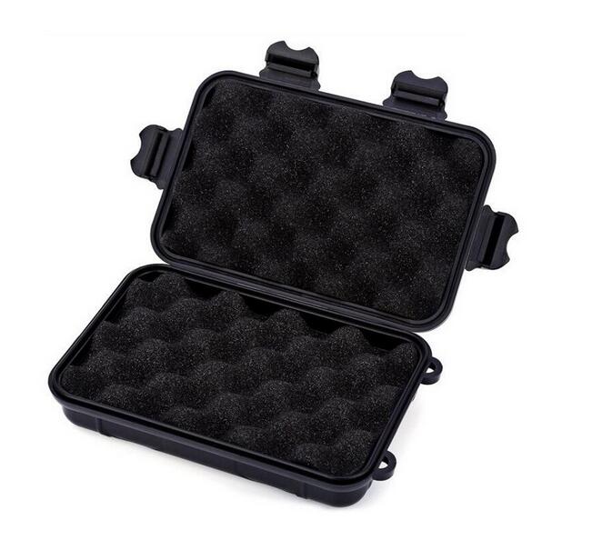 Outdoor Sealed Box Plastic Shockproof Bins Waterproof Box Travel Storage Kit Survival Case Valuables Electronic Gadget Container: black