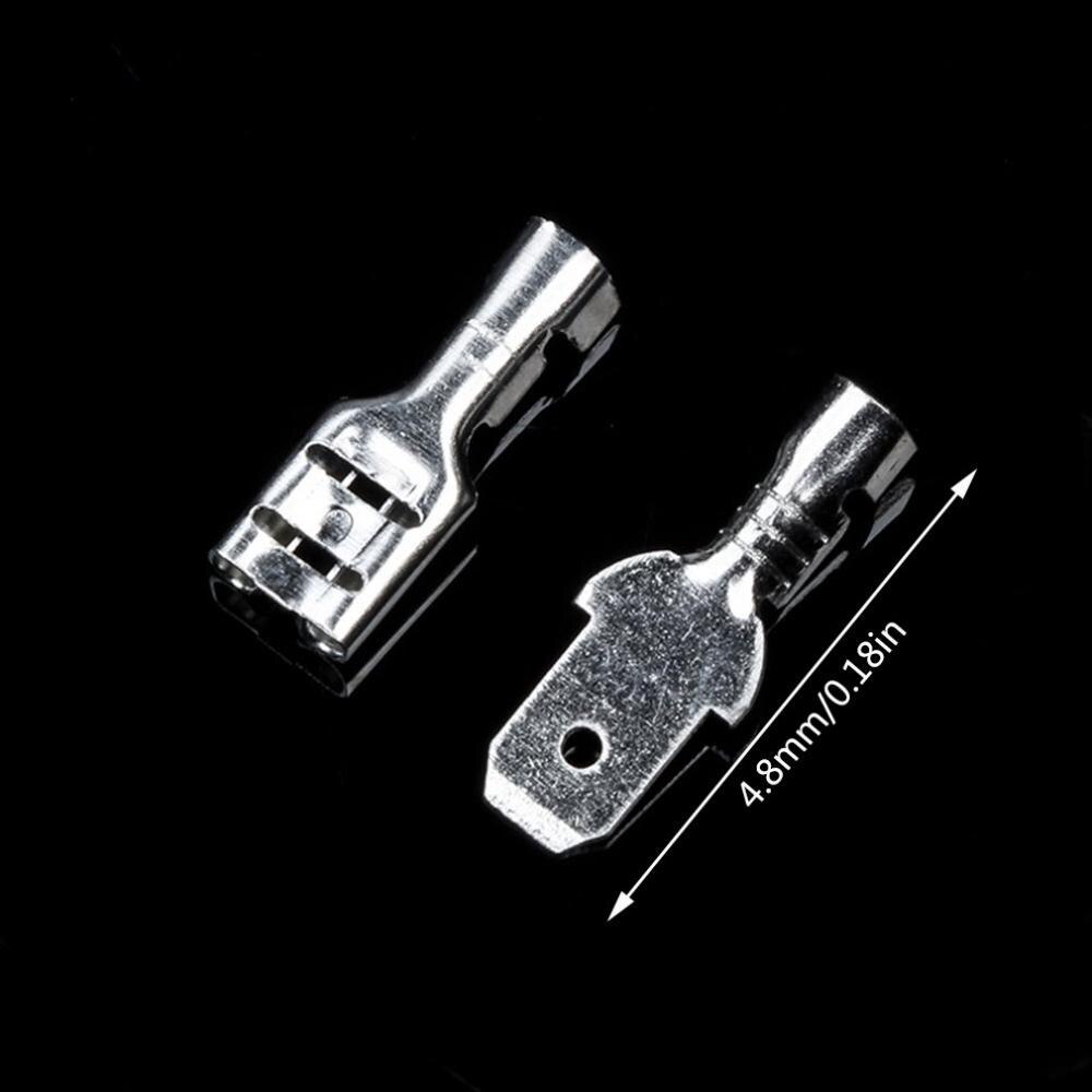 200Pcs/Set Electrical Insulation Pipe Connector Male Female Spade Crimp Terminals Electrical Insulat Sleeve Wire Wrap Connector: 4.8MM silver