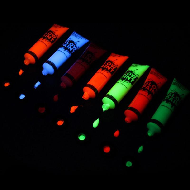 1Pcs 25Ml Nachtlampje Gezicht Verf Lichtgevende Make Fluorescerende Bodypaint Pigmenten Gezicht Body Art Verf Makeup Tools schmink