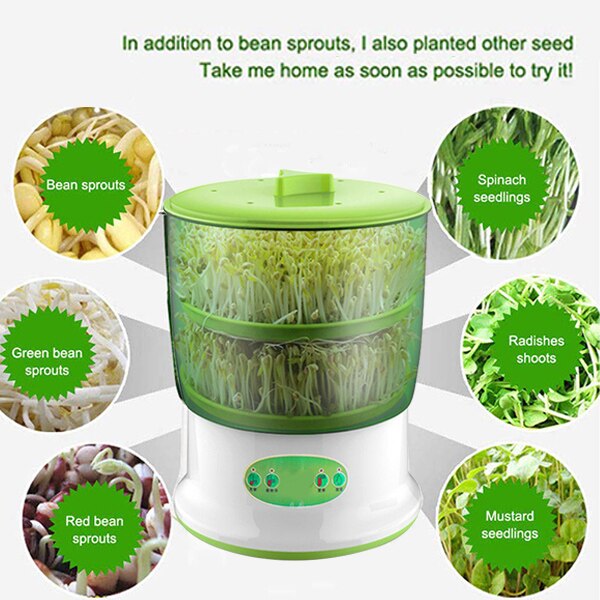 2/3 capas US EU UK automática máquina de brotes de frijol capas automática germinador eléctrico semilla semillero crecimiento maceta de vivero