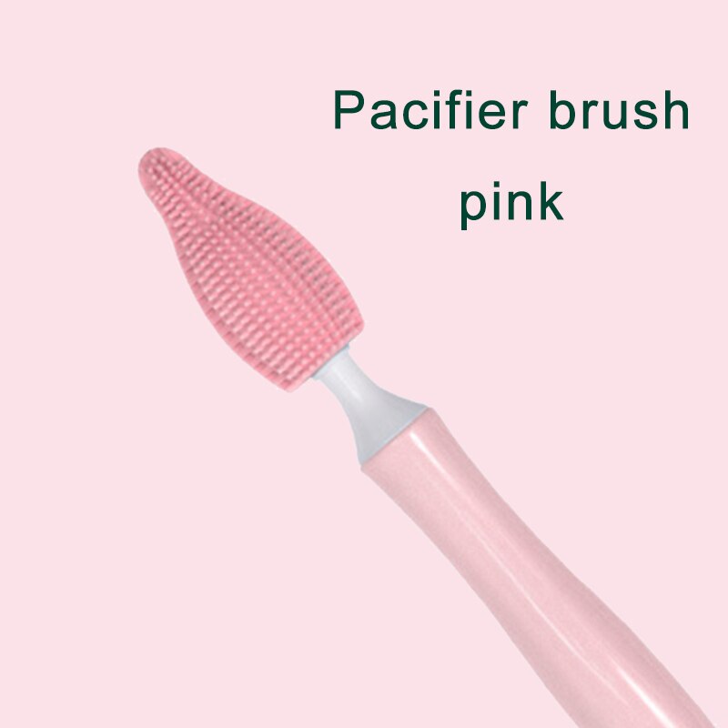 Silicone Bottle Cleaner Brush Baby Nipple Brush Bottle Brush Combination 360-degree Rotary Washing Bottle Brush Cleaning Brush: Pink Pacifier Brush