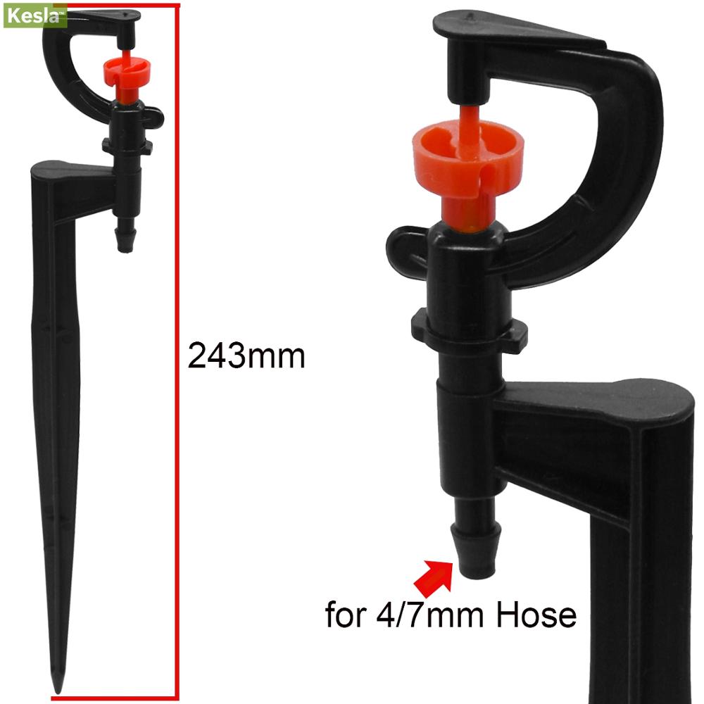KESLA-rociador giratorio para jardín, 10 Uds., cabezal giratorio de 360 grados con estaca, boquillas de riego de manguera de 4/7mm