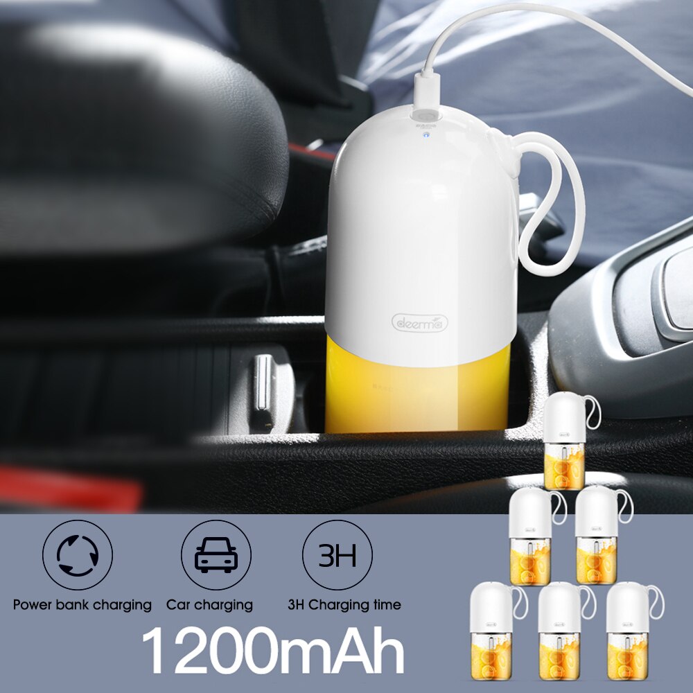 Deerma Portable Blender Cordless Mini Personal Blender Small Smoothie Blender USB Fruit Juicer Mixer for Home Travel