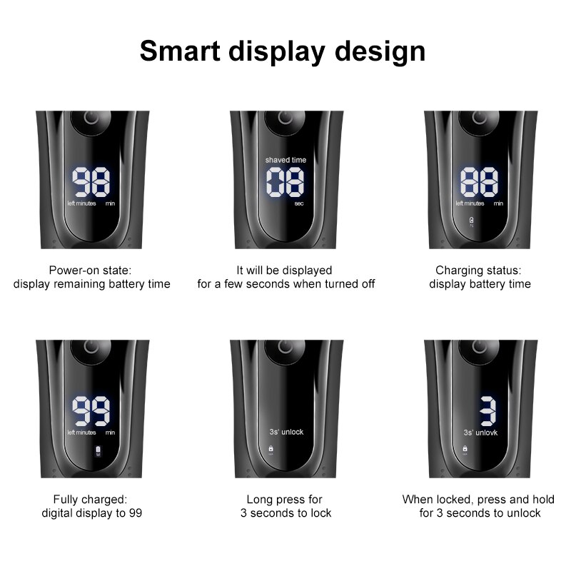 USB Aufladbare Elektro Rasierer 1 Stunde Schnell Ladung Rasieren Maschine Männer 3D verdreifachen Schwimm Klinge Rasiermesser Nass-Trockenen Dual verwenden Waschbar