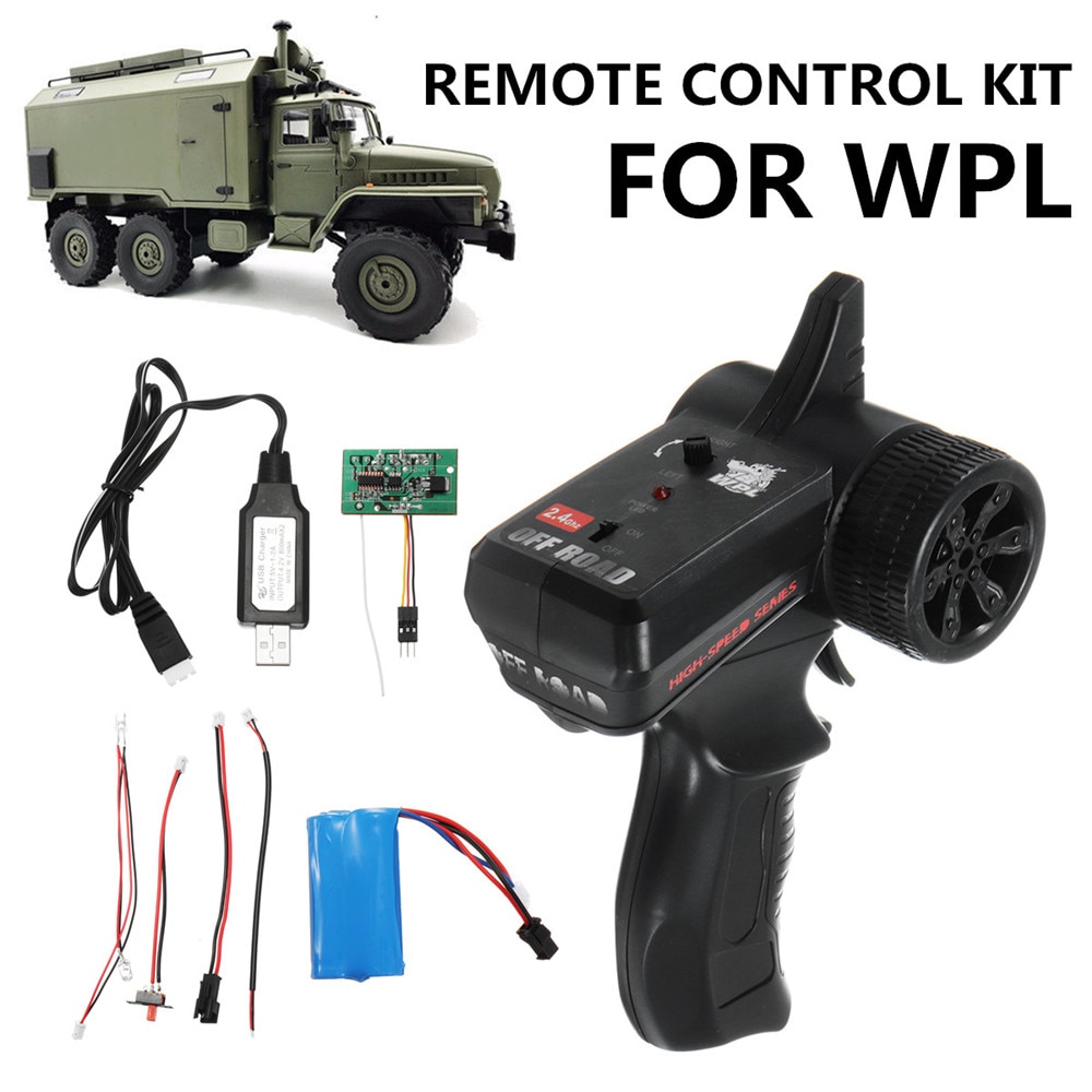 8PCS WPL B36 B24 B16 C24 1/16 Rc Car Parts Transmitter Receiver Board Battery USB Cable Wires Set Spare Parts Accessories: With Battery