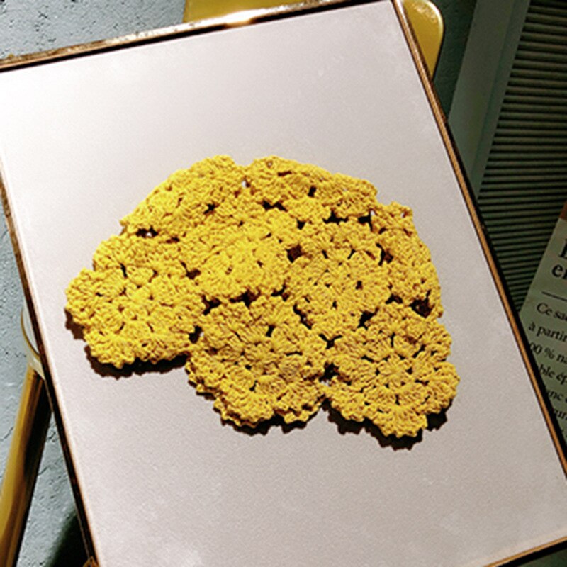 Elegante Katoen Baret Hollow Out Bloemen Decoratieve Hand Verslaafd Herfst Dames Pure Kleur Etnische Stijl Dome Kunstenaar Baret Hoed: Yellow