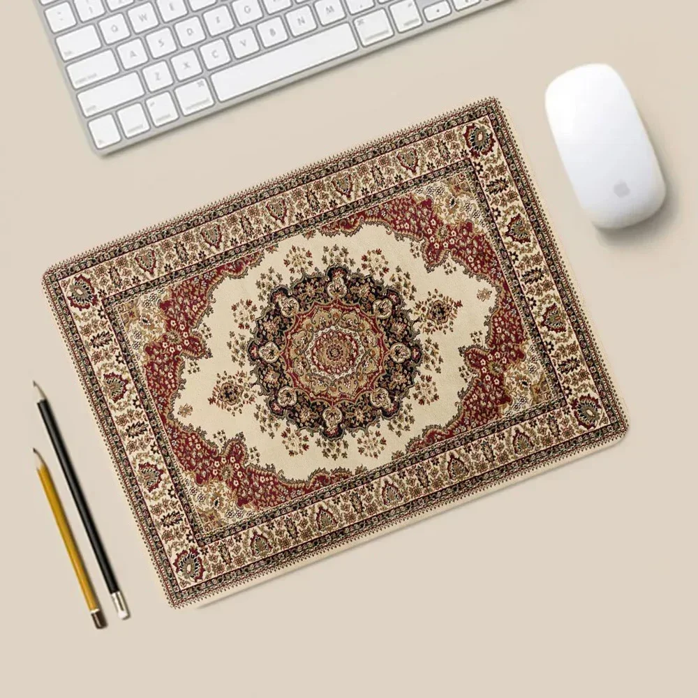 Persian Carpet Computer Laptop Mouse Pads Mysterious Decorative Desk Mats Washable Non-Slip Rubber Base with Precision Lock Edge