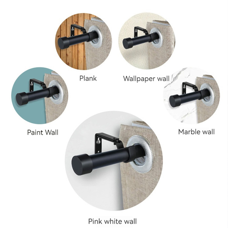 Extendable 32-120 INCH Heavy Duty Shower Curtain Rods for Windows Adjustable Black Metal Curtain Rod Set with Brackets