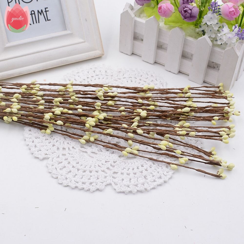 Billig 10 stk 40cm knop kunstige grene blomster jerntråd kviste til bryllup dekoration gør det selv scrapbog håndlavede krans blomster