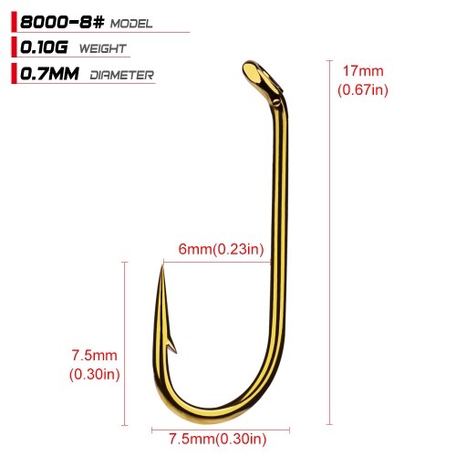 100pcs/lot Fly Fishing Hook Size 8/12/14/16# Fishhook Fly Hooks Fishing Trout Salmon Dry Flies Fish Hook Tackle: size8