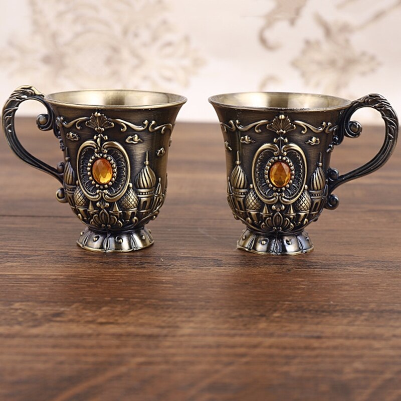 Mini Spirits Wine Glasses Cup 30ml Retro Embossed Rose Castle Drinking Cups