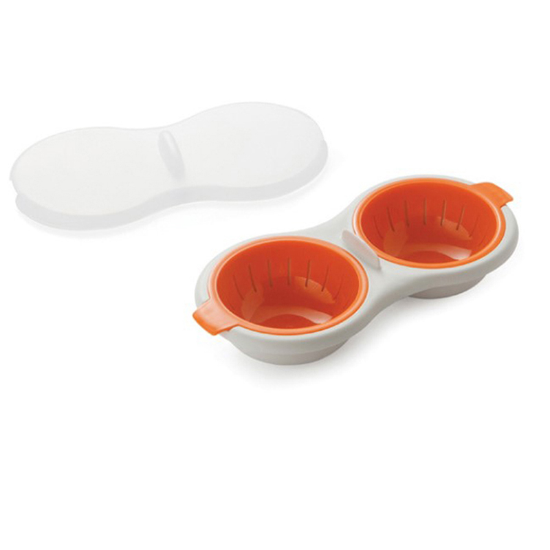 Microwave Egg Poacher Cookware Double Cup Egg Boiler Steamed Egg Set Ovens