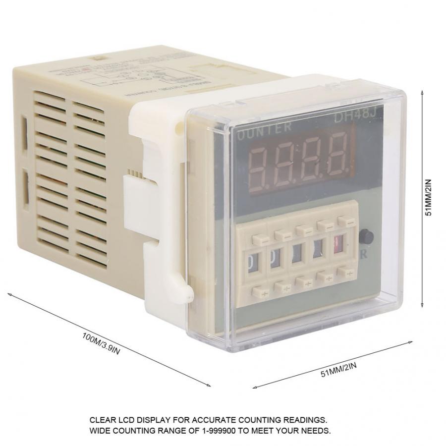 O111ROM DH48J-8 LCD Digital Electronic Counter 8 Pins Delay Time Relay 0-999900 Display Electronic Counter