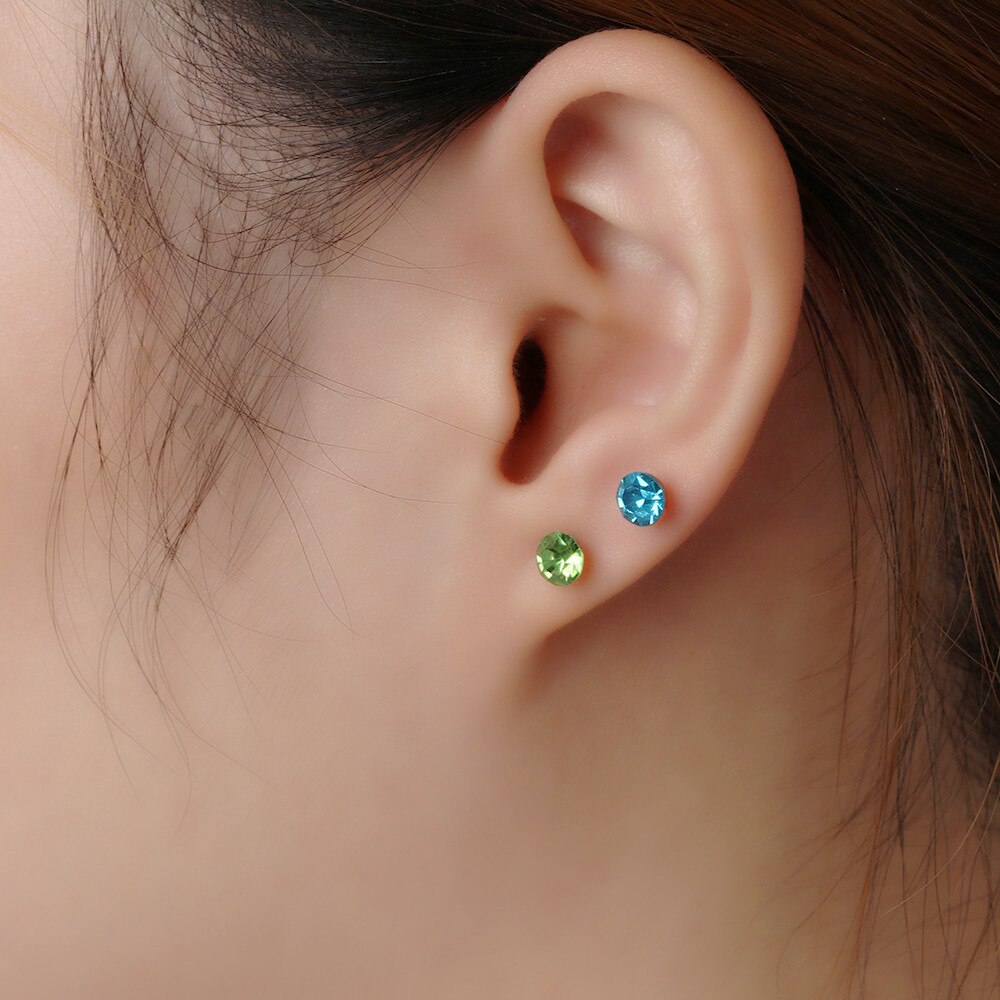 40Stck Multi-Farbe Stein Kristall Ohr Nieten einstellen Elegante Ohrringe Vermeiden Allergie Stift Ohrringe einstellen Für Frauen Mädchen schmuck