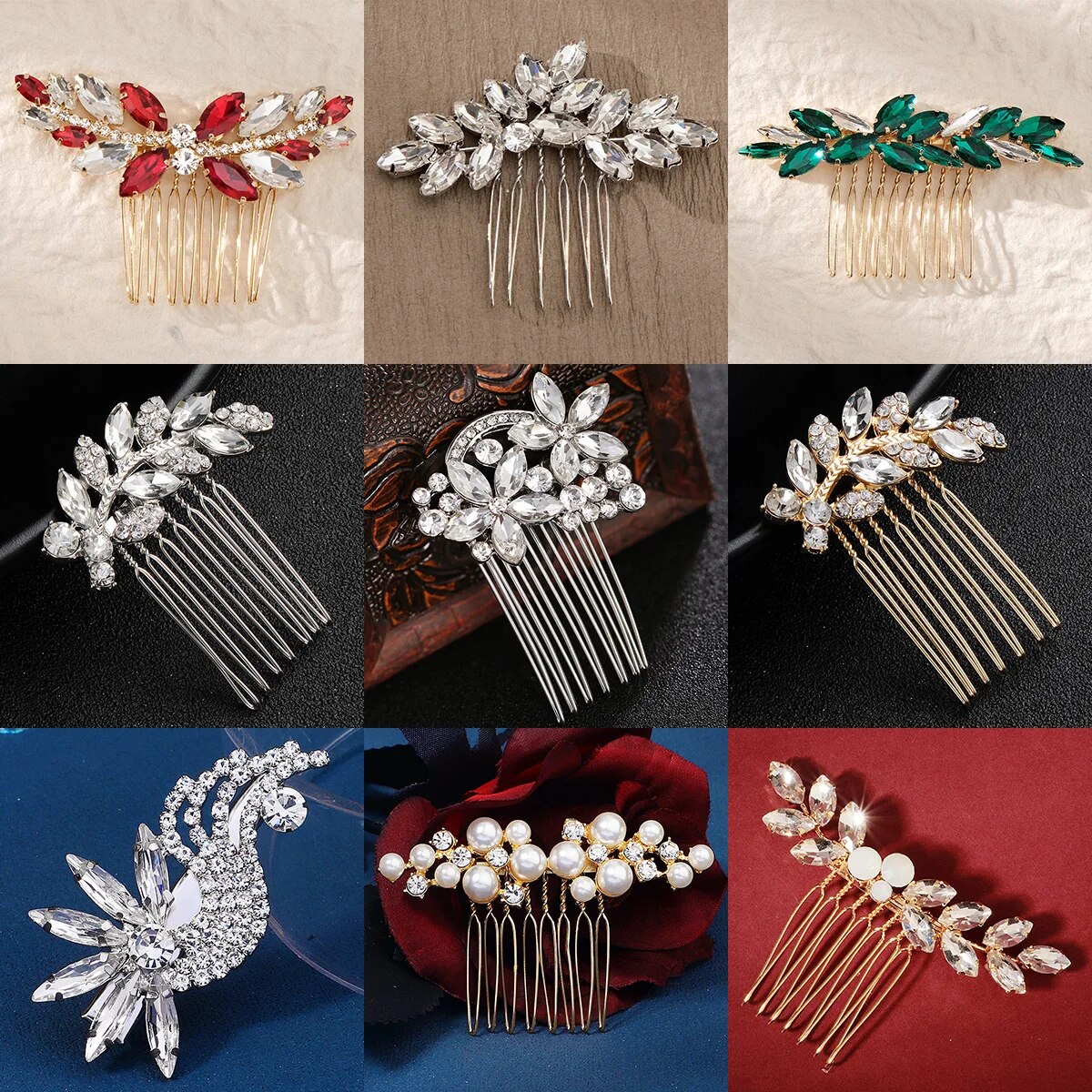 Peineta para el pelo de novia con perlas de cristal, tocado con diamantes de imitación, pinza para el pelo para novia, diademas, accesorios, joyería