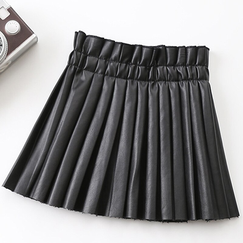 Baby flickor kläder resår midja barn shorts kläder barn kjolar för pu läder kjol småbarn flickor kläder: 7t