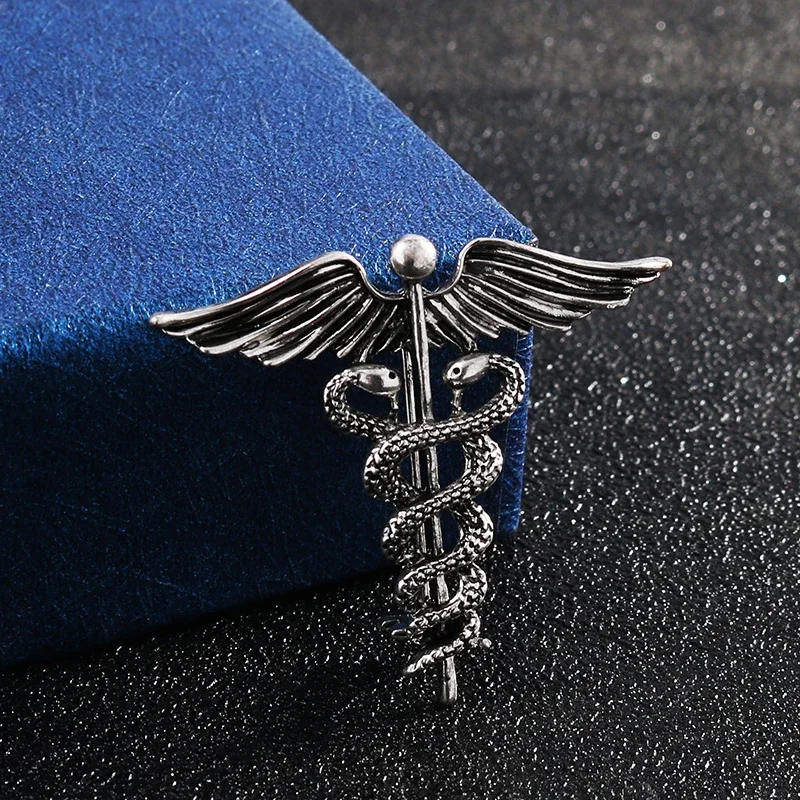 Ich-Remiel retro Engel FlüGel männer Abzeichen Brosche Stift Schlange Broschen Revers Medaille Frauen Hemd Kragen Kleidung & zubehör: Antikes Silber überzogen