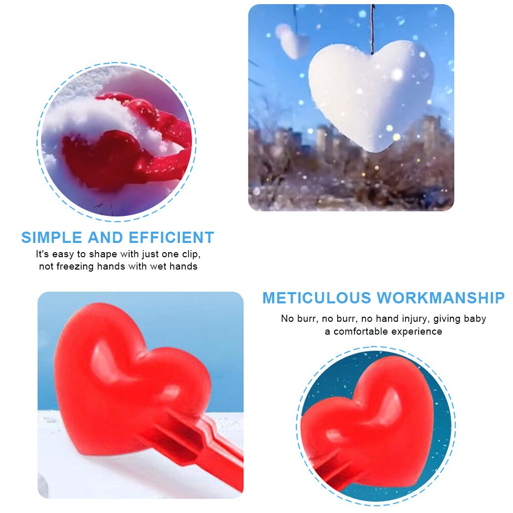 Sneeuwbal Maker Tool Hartvormige Sneeuwbal Maker Clip Winter Spelen Sneeuw Speelgoed Voor Kinderen Plastic Klem Liefde Hart Sneeuwbal Maker