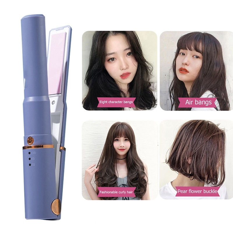 Mini fer à lisser sans fil, Rechargeable par USB, Portable, double roulement, Mini attelle de coiffure