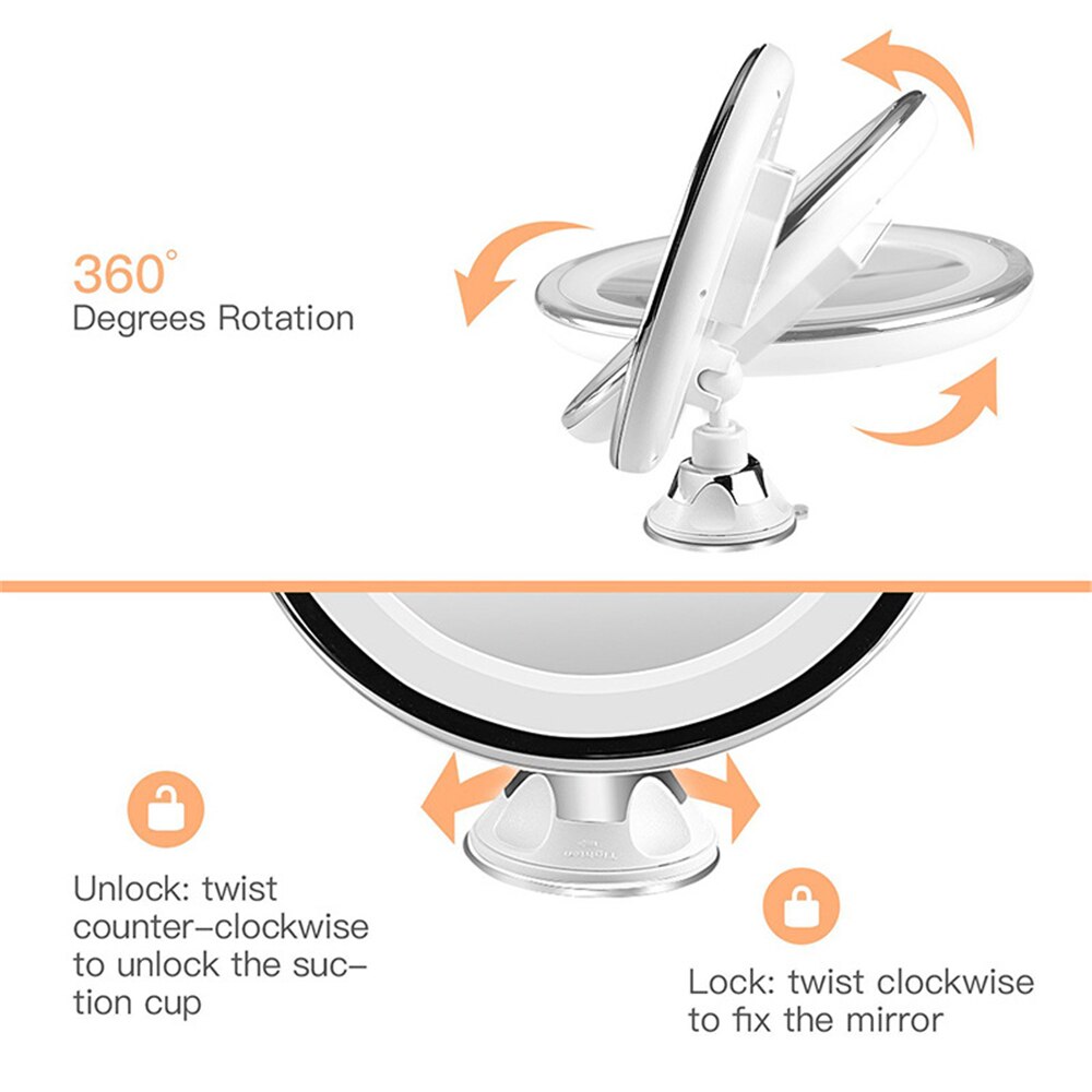 10X Wall Mounted Magnification Bathroom Mirror With Suction Cup LED Makeup Mirror Vanity Mirror Beauty Mirror With Light