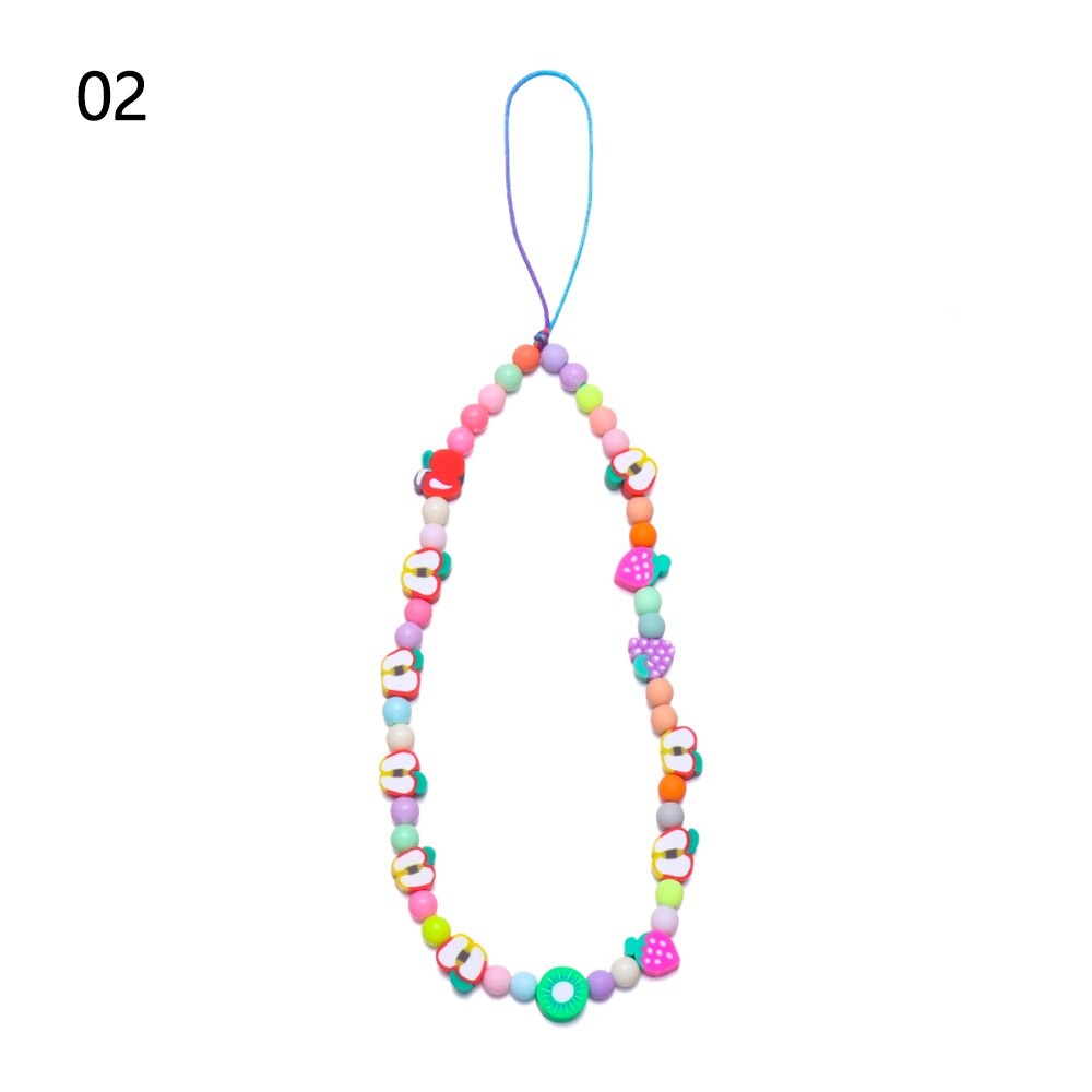 Zomer Kleurrijke Zachte Klei Mobiele Telefoon Keten Lanyards Voor Vrouwen Meisjes Bohemen Smile Pearl Touw Voor Telefoon Case Opknoping koord: 2