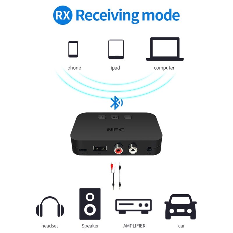 Duurzaam Draadloze Nfc Bluetooth 5.0 Ontvanger 3.5Mm Aux Stereo Audio Adapter Dongle Voor Auto Speaker Nfc Connection